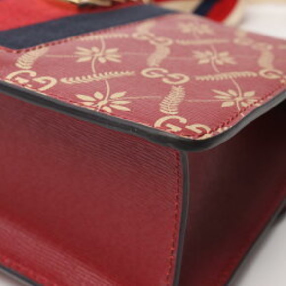 Gucci Sylvie Sherry GG Leather Shoulder Bag Red Multicolor - Picture 6 of 7